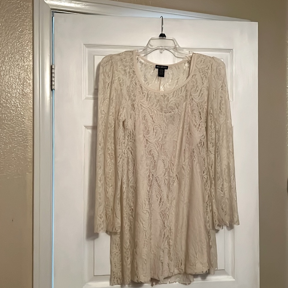 MISS CHIEVOUS Cream Lace Boho Dress w/ slip